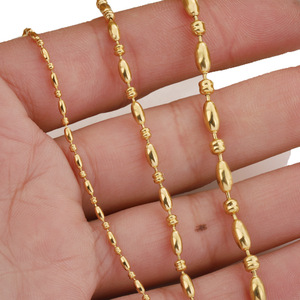 Collar de Clavícula para Mujer, Cadena de Bambú con Cuentas Ovaladas de Acero Inoxidable, Color Dorado, Joyería DIY, Disponible en Varios Tamaños - Product Image 3