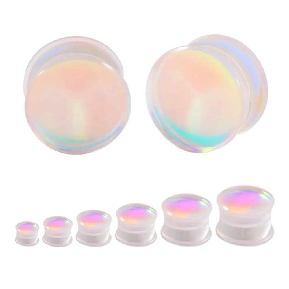 6mm-16mm Acrylic Flash Epoxy Double Flare Solid Ear Plug Expander Colorful Ear Gauge Tunnel Body Piercing Jewelry Wholesale