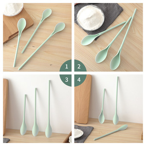 Cuillère à salade à long manche, ensemble de 3 spatules de cuisson en plastique, mini-spatule, outil de cuisine pour mélanger la confiture et la farine - Product Image 2