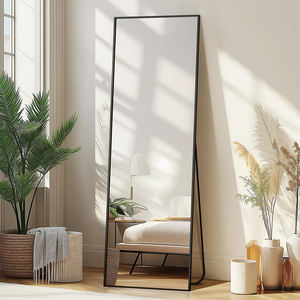 <span class=keywords><strong>Grand</strong></span> <span class=keywords><strong>miroir</strong></span> mural pleine longueur à cadre en aluminium noir <span class=keywords><strong>Miroir</strong></span> complet sur pied pour porte murale Chambre à coucher Salle de bain Salon - Product Image 1