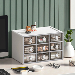 Cartoon Máy tính để bàn ngăn kéo tổ chức trong suốt nhiều ngăn nhựa lưu trữ Hộp văn phòng phẩm lưu trữ văn phòng tổ chức - Product Image 6