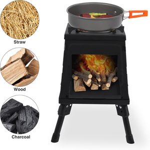 Portable Wood Burning <b>Stove</b> Carbon Steel Outdoor Camping <b>Stove</b> & BBQ Grill Modern Backyard Fire Pit for Picnic - Product Image 2