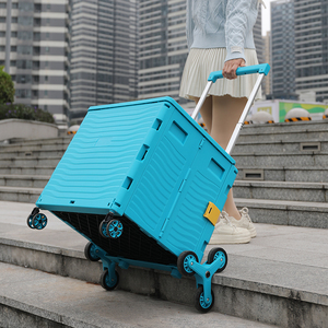 Bán buôn nhôm xử lý mua sắm Xe đẩy giỏ hàng 85L <span class=keywords><strong>100kg</strong></span> nhựa gấp leo cầu thang bánh xe mua sắm Xe đẩy giỏ hàng - Product Image 5