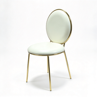 Chaise ronde rembourrée noire avec cadre en acier inoxydable doré, chaise de banquet pour cérémonie de mariage et restauration