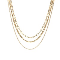 Collier chaîne vintage en acier inoxydable, colliers superposés à trois couches pour femmes