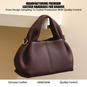 고급 공장 맞춤형 여성 가죽 핸드백 복고풍 우아한 어깨 브랜드 가방 - Product Image 1