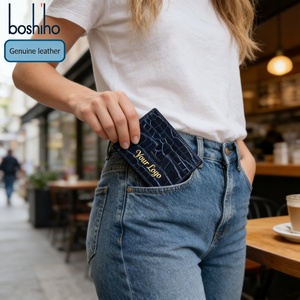 Porte-cartes en cuir Boshiho, portefeuilles en cuir véritable personnalisés pour hommes, motif crocodile, portefeuilles décontractés pour affaires - Product Image 4
