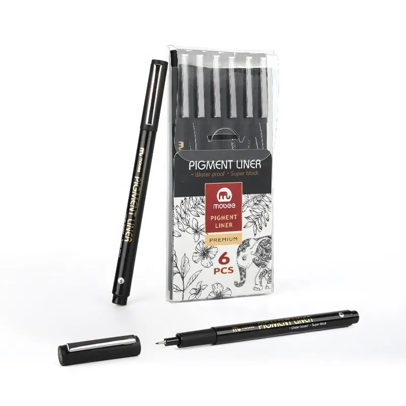 Mobee P-621A6 Mehrzeilen-Nadel-Skizzier-Marker Kalligraphie-Stifte 6-teiliges Set Pigment-Liner-Fininstruktor für Schreiben und Zeichnen