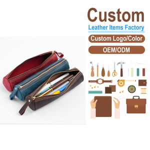 Handmade Vintage Leather Pencil Case – Factory Direct Supply with Gold Zipper & Reinforced <b>Stitching</b> - Product Image 2
