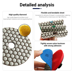 Juego de Almohadillas de Pulido de Diamante de 3-6 Pulgadas - 80-150 mm, Secas, Afiladas y Flexibles para Granito/Mármol/Hormigón - Product Image 4