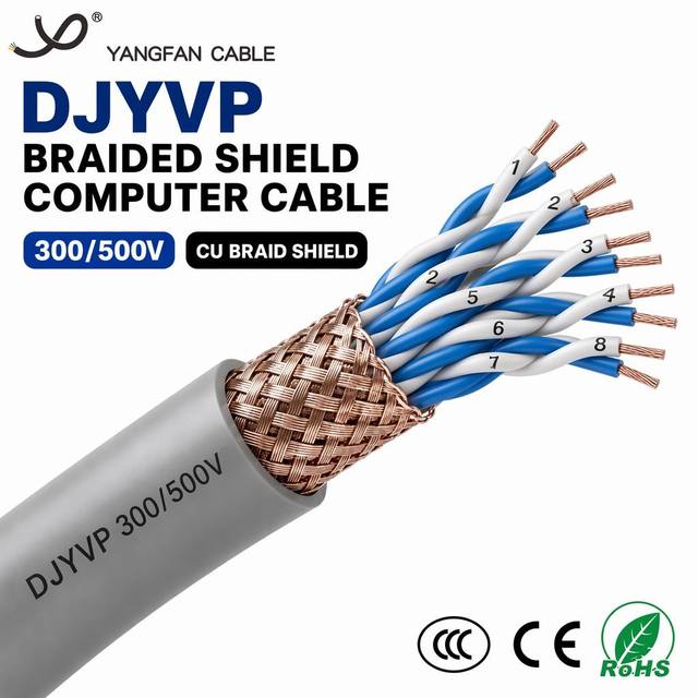 Grey DJYVP Shielded Computer Cable PE Insulation Tinned Copper Multi Core Data Cable IEC 61156 for for Computer Wiring