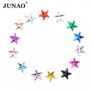JUNAO <span class=keywords><strong>8</strong></span> 10 12 14mm 비 핫픽스 아크릴 크리스탈 스톤 DIY 공예에 대한 멋진 별 모양 플랫 백 모조 다이아몬드 - Product Image 1