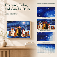 KS Craft Cat Dog Starry Sky Square Diamond Painting Kit Special Drill Diamond Art DIY Pet Friendship Wall Decoration Gift