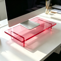 Support d'écran en acrylique à un seul niveau en gros, support d'ordinateur de bureau en acrylique personnalisé OEM pour organisateur de bureau à domicile