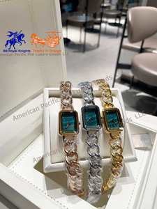 Montres-bracelets automatiques mécaniques à quartz de luxe pour femmes avec élégants cristaux en strass et diamants, montres simples en alliage, idéales comme cadeau - Product Image 4