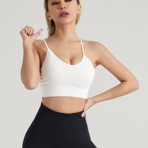 Sports <strong>Bra</strong> Fashion Ins Style Nude Yoga Vest Beauty Back Thin Stripes Cross Breathable Comfortable Sports <strong>Bra</strong> - Product Image 2