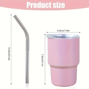 Mini 3oz 304 Stainless Steel Insulated Sustainable American Style <strong>Shot</strong> Glass Sublimation Tumbler Lid <strong>Straw</strong> for Portable Drinking - Product Image 5
