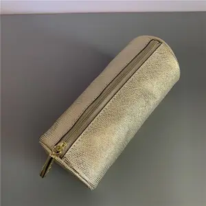 Cylindrical Leather Makeup Bag Cosmetic Bags PU Vegan Leather Travel Cosmetic Pouch Toiletry Bag