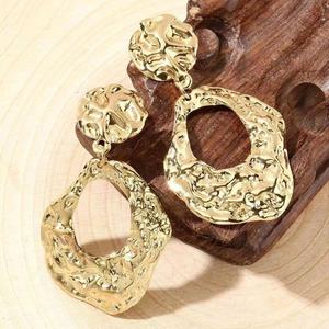 Pendientes Colgantes de Metal Plisado Evergreat EH12267, Populares en el Extranjero, Diseño Simple Irregular Grande, Textura Exagerada, a la Moda - Product Image 3