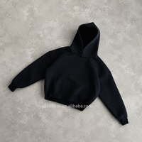Sudadera Oversize Lisa OEM para Hombre, de Algodón, Estilo Atlético, Corte Cuadrado, Alta Calidad, Tejido Personalizado con Capa de Aire, Noir Vierge