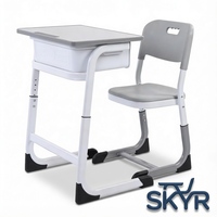 Ensemble bureau et chaise réglables en hauteur pour étudiants, en métal moderne, meubles pour salle de classe et chambre à coucher, pour les cours de soutien scolaire et la formation