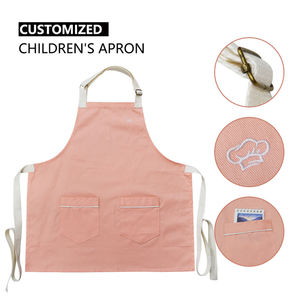 Delantal de Cocina Rosa para Niños, Delantal Profesional Unisex con 2 Bolsillos para Cocinar, Trabajar, Hornear, Delantal de Algodón - Product Image 2