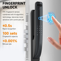 Cerradura Inteligente para Puerta con Reconocimiento Facial y Manija, para Puertas de Aluminio y Madera, Batería de Litio de 4200mA, WiFi, Cámara y App Tuya