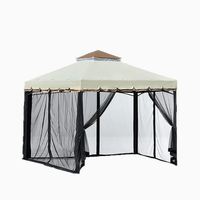 Gazebo de camping pour cour extérieure, avec cadre en fer épais, moustiquaire, pare-soleil, portable, à une seule porte