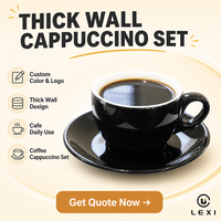 Tasse et soucoupe Cafe Brew taille double, couleur personnalisée, avec logo, bordure décorative, pour machine, comptoir, cuisine, barista, finition émaillée LEXI
