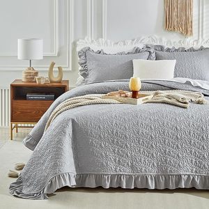 Set <span class=keywords><strong>Copriletto</strong></span> Trapuntato con Volant Stile Rustico Shabby Chic, 3 Pezzi, con Federe, per l'Estate - Product Image 4