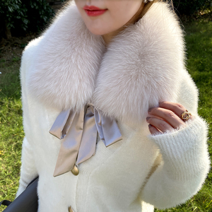 Real Fox Fur Collar With Removable Ribbon Winter Luxury Fur <b>Scarf</b> Women Men Coat Jacket Neck Warmer Accessories - Product Image 3