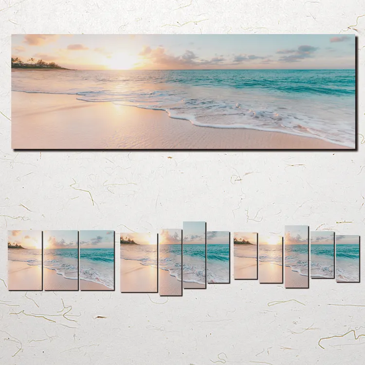 Nordic Sea Beach Sunrise Print Canvas Painting Large Panel Wall Art Seascape Picture Poster per la decorazione della camera da letto del soggiorno