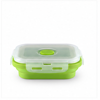 Boîte à lunch carrée pliable en silicone, compatible micro-ondes, avec couvercle verrouillable, pour la préparation des repas et les voyages (vente en gros)
