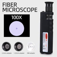 Fiber Inspection Magnifier 100X Optical Inspection Microscope LED Illumination Glass 1.25/2.5/D80/SMA905 Interface Adapte