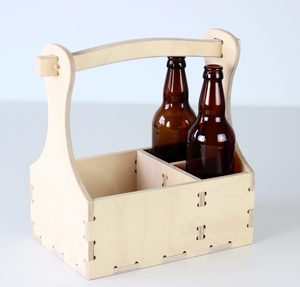 Panier de rangement portable en bois de bouleau de haute qualité du Vietnam à 4 compartiments avec poignée pour pique-nique et garde-manger - Product Image 1