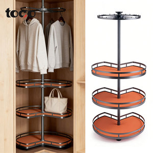 360 °   Organisateur d'armoire d'angle rotatif, panier de rangement multi-niveaux pour placard, support de rangement rotatif pour vêtements, gain de place - Product Image 2