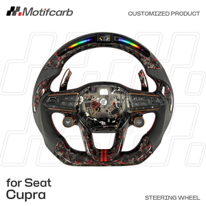 <span class=keywords><strong>Volante</strong></span> de Fibra de Carbono Forjado Rojo Personalizado con Pantalla LED para <span class=keywords><strong>Seat</strong></span> Cupra <span class=keywords><strong>Leon</strong></span> ST Formentor VZ Tavascan Born Ibiza <span class=keywords><strong>FR</strong></span> - Product Image 2