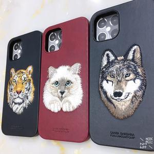Custodia originale per POLO da ricamo per iPhone 12 13 14 14 Pro Max tigre lupo gatto Design posteriore borsa per <span class=keywords><strong>cellulare</strong></span> - Product Image 3