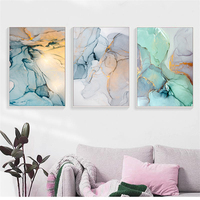 Pola Batu Poster Nordik Lukisan Kanvas Gambar Dinding Quadro Dekorasi Cuadros Geometris Hospitality Berbingkai Abstrak Hijau