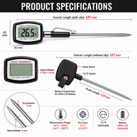 Thermomètre numérique instantané pour viande en métal avec rétroéclairage pour barbecue, fumoir et cuisine
