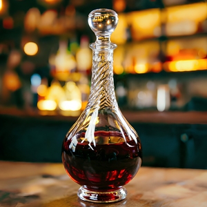 Bouteille <span class=keywords><strong>de</strong></span> Luxe Moderne Gaufrée 250ml en Verre Cristal pour Vodka, Whisky, Brandy avec Bouchon en Verre – Édition 2026 - Product Image 1