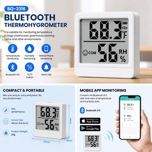 Thermo-hygromètre Bluetooth numérique haute précision avec synchronisation via application pour entrepôt, serre et maison - Product Image 3