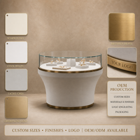Elegante Schmuck-Vitrine mit Maßgefertigter LED-Beleuchtung, Metall-Holz-Glas-Kombination, Großhandel für Juweliergeschäfte