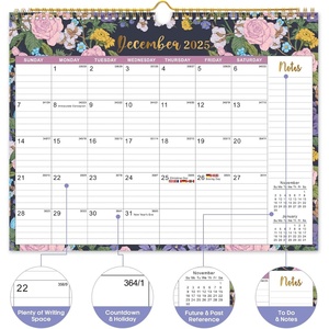 <span class=keywords><strong>Calendrier</strong></span> mural 19 mois 2026-2027, juin 2026-août 2027, idéal pour la maison ou le bureau - Jardin de minuit - Product Image 3