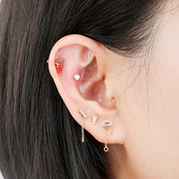 Nouveau produit Fruits 14K or massif Trident Top Daith Goth Piercing bijoux corporels boucles d'oreilles dermiques Helix sans fil