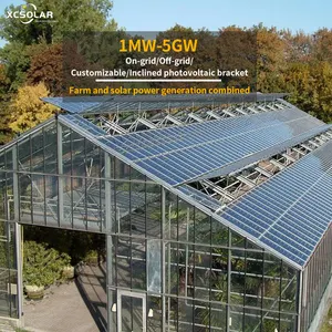 เรือนกระจกไฮโดรโปนิกส์พร้อมโรงไฟฟ้าพลังงานแสงอาทิตย์ขนาด1mW ระบบยึดเสาภาคพื้นดินระบบแสงอาทิตย์ที่ยึดพื้นชุดสมบูรณ์ //