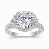Bague en Moissanite en Argent Sterling 925, Pavé Rond Halo, Face 164mm, Bande 45mm, Bijoux de Mariage et Fiançailles, Cadeau pour Femme