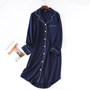 Women's <strong>Long</strong> <strong>Sleeve</strong> Pajama Top <strong>Nightgown</strong> <strong>Button</strong> Down Nightshirt Lapel Nightdress - Product Image 4