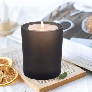 semi-transparent matte frosted black glass candle jar wholesale
