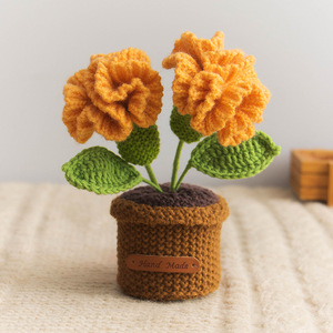 Clavel de ganchillo hecho a mano, plantas artificiales en maceta, regalos de Navidad para ancianos, amigos, objetos decorativos de escritorio, venta al por mayor - Product Image 2